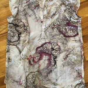 Kersh map print blouse size medium